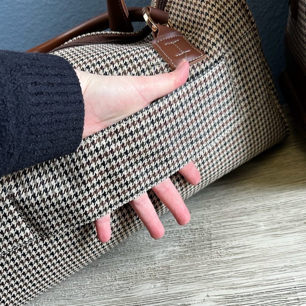 London Fog Brown Houndstooth Travel Bag Set - Picture 6 of 16
